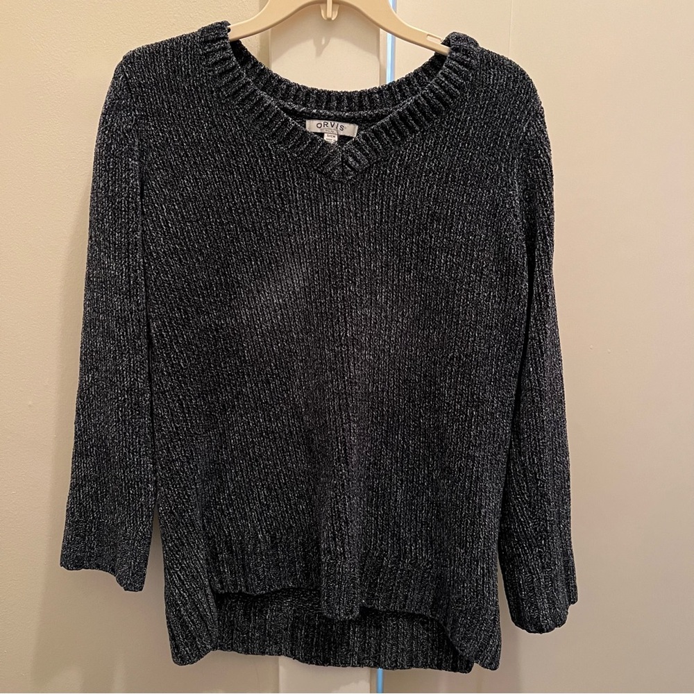 Orvis Chenille‎ Blue V-Neck Sweater